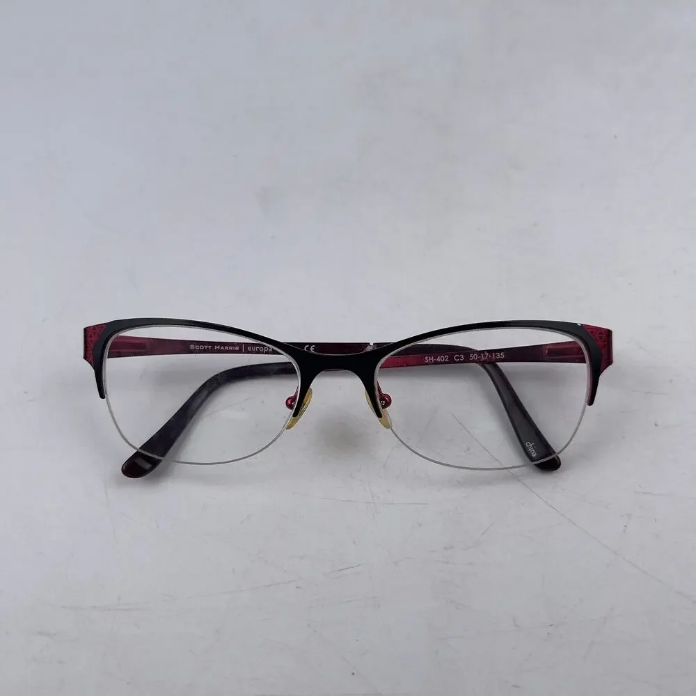 Scott Harris Europa SH-402 Women's Eyeglasses‎ Frame Red Cat Eye 50-17-135 mm